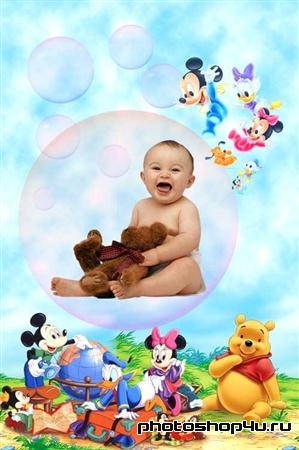 Детский шаблон для Фотошопа - Мыльные пузыри