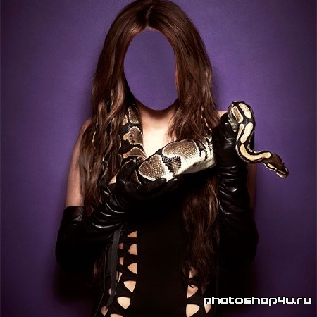 Шаблон для фотошопа - девушка со змеей